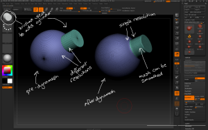 Dynamesh can be used with the InsertMesh brushes to unify a model.